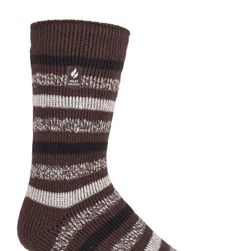 Heat Holders Brian Mens Original Stripe Crew Brown #color_brown