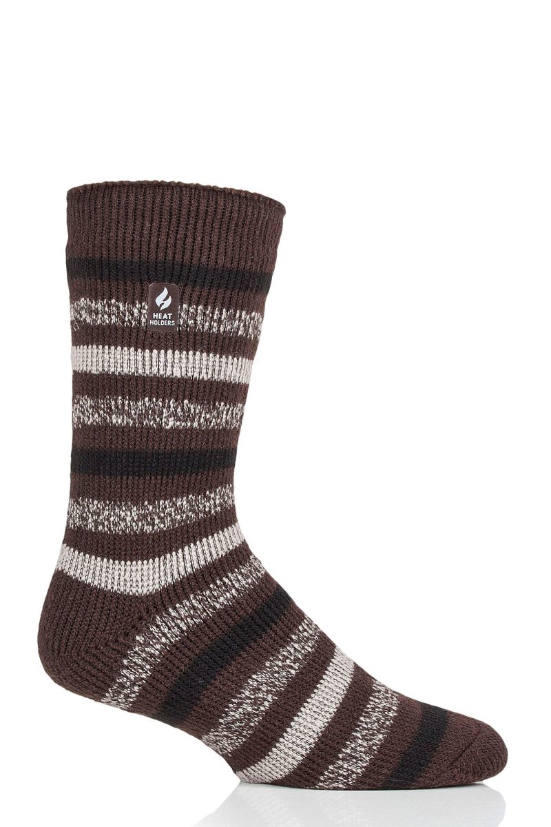 Heat Holders Brian Mens Original Stripe Crew Brown #color_brown