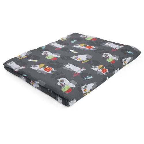 HH Busy Kitty Blanket Grey Folded