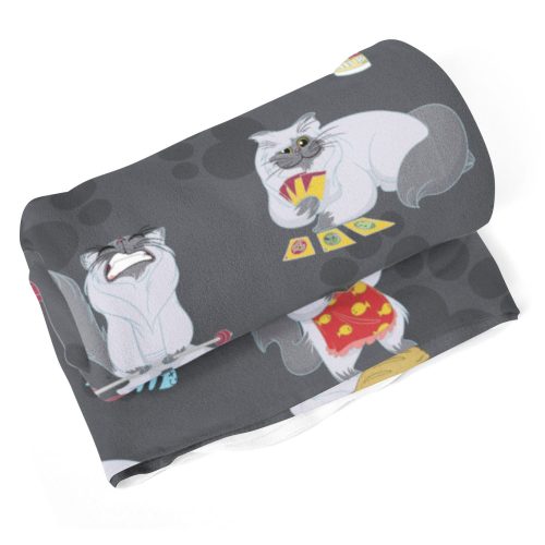 HH Busy Kitty Blanket Grey Rolled