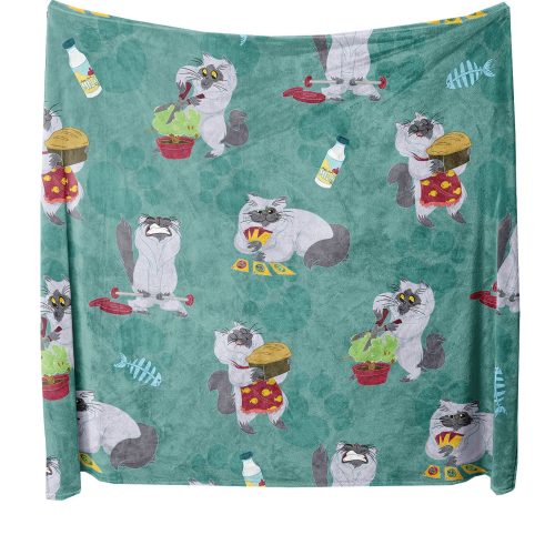 Heat Holders Busy Kitty Blanket Turquoise - Open #color_turquoise