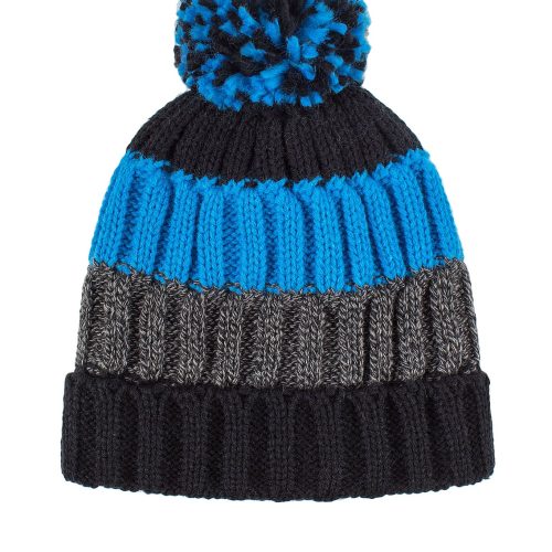 Heat Holders Kids Transverse Thermal Hat Black/Charcoal/Blue - flat