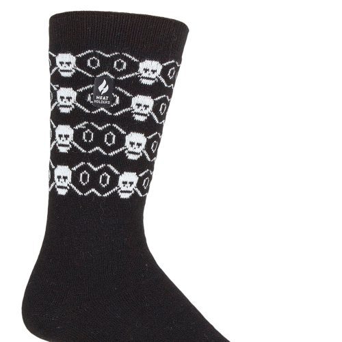 Heat Holders Men's Bones Ultra Lite Solid Thermal Crew Sock Black/White #color_black/white bones