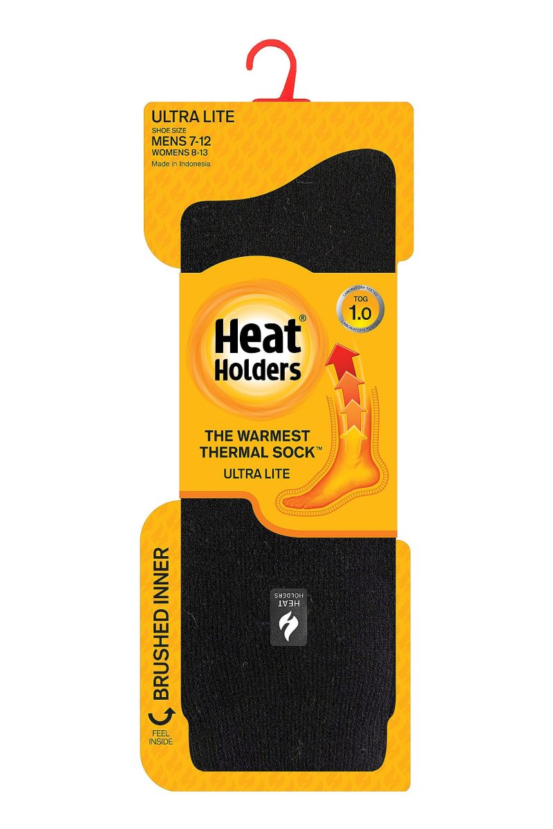 HH Mens Cardinal Ultra Lite Solid Crew Sock Black Pack