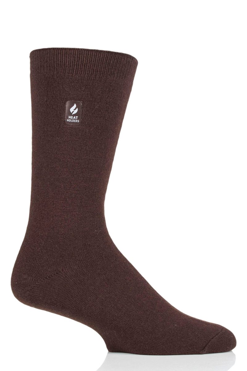 Heat Holders Men's Cardinal Ultra Lite Solid Thermal Crew Sock Brown #color_brown