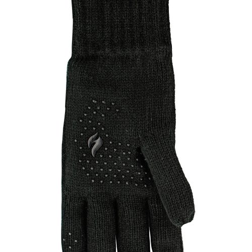 Heat Holders Men's Chase Flat Knit Silicone Grip Solid Thermal Glove Black #color_black