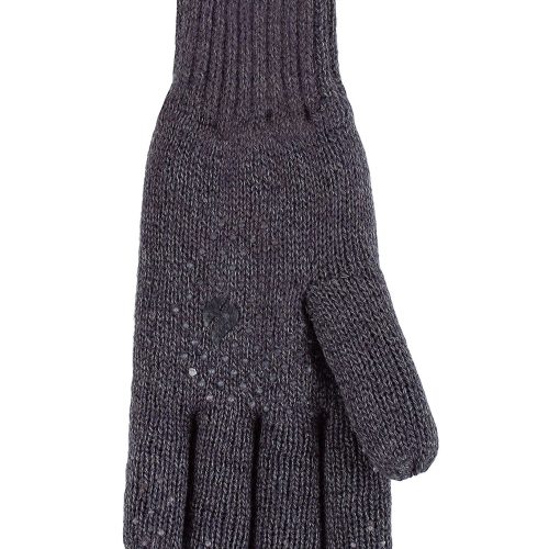 Heat Holders Men's Chase Flat Knit Twist Silicone Grip Thermal Gloves Navy #color_navy