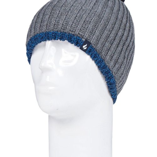 Heat Holders Mens Ian Snowsports Contrast Trim Hat Grey/Blue #color_grey/blue