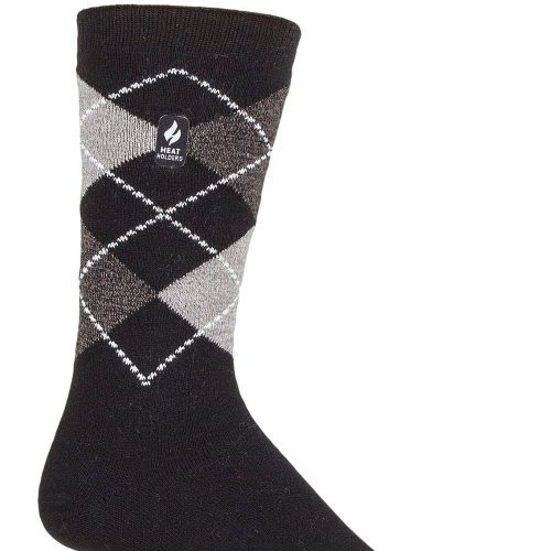 Heat Holders Men's Jake Ultra Lite Argyle Thermal Crew Sock Black #color_black