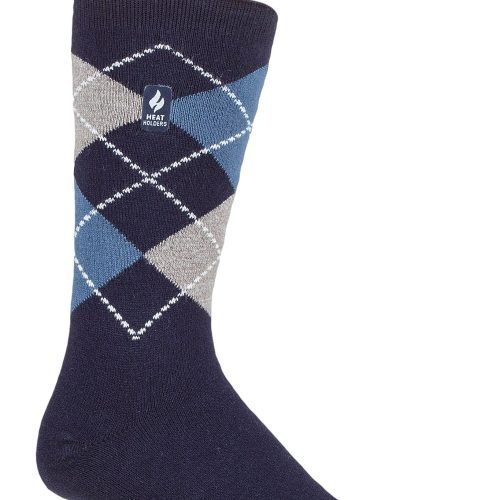 Heat Holders Men's Jake Ultra Lite Argyle Thermal Crew Sock Navy #color_navy