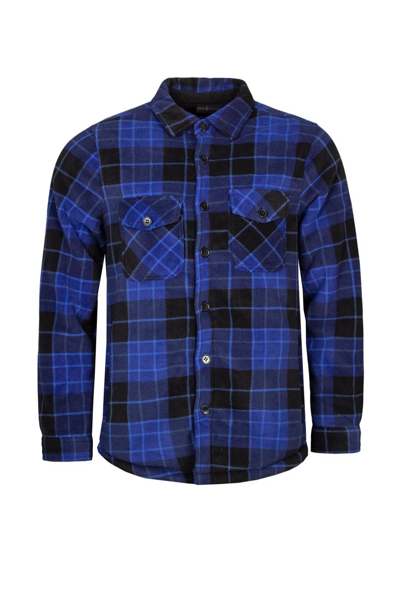 Heat Holders Mens Jax Long Sleeve Plaid Shirt Jacket Cobalt/Black #color_cobalt/black