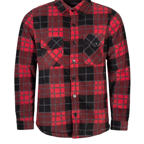 Heat Holders Mens Jax Long Sleeve Plaid Shirt Jacket Crimson/Black #color_crimson/black