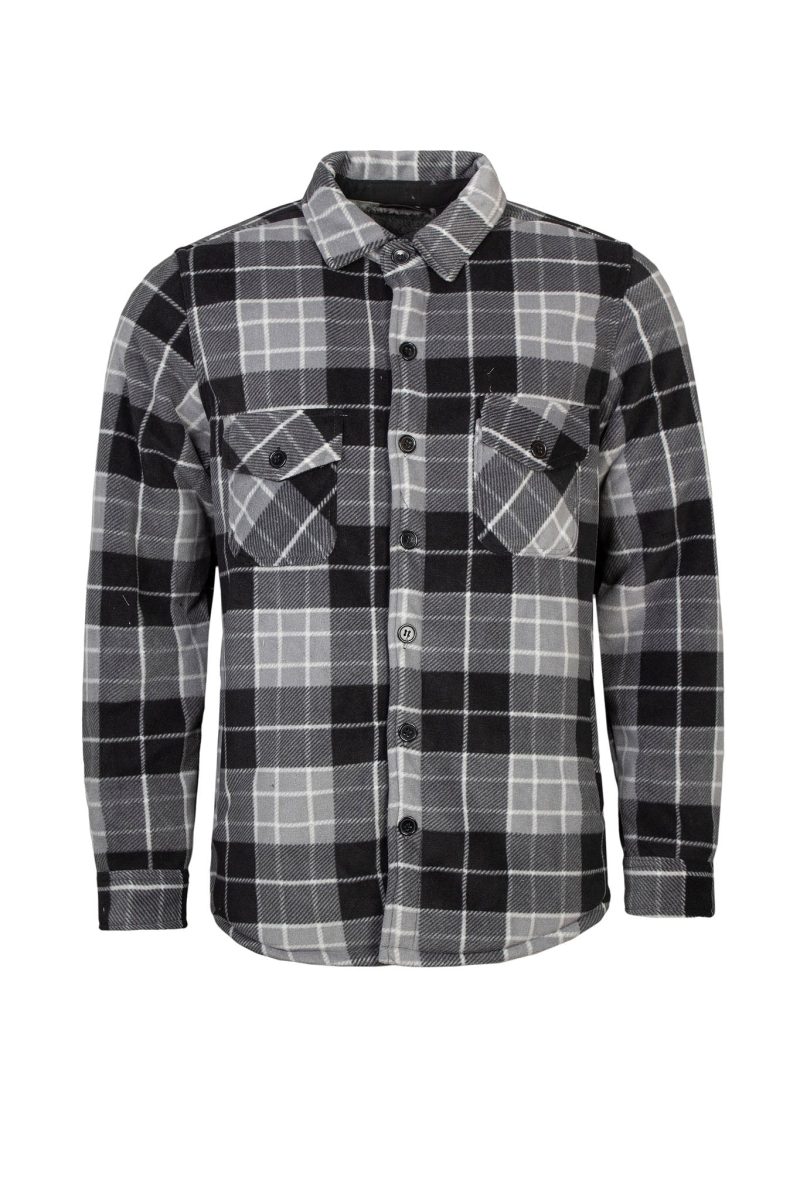 Heat Holders Mens Jax Long Sleeve Plaid Shirt Jacket Grey/Black #color_grey/black