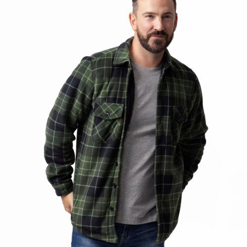 HH Mens Jax Long Sleeve Plaid Shirt Jacket Hunter Black Model