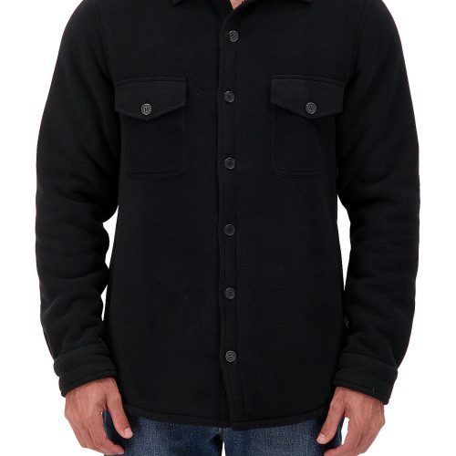 HH Mens Jax Long Sleeve Solid Shirt Jacket Black Model