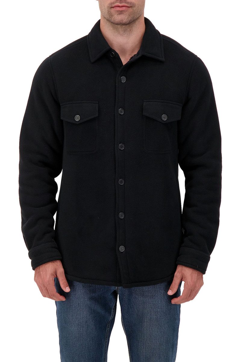 HH Mens Jax Long Sleeve Solid Shirt Jacket Black Model