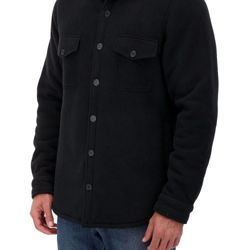 HH Mens Jax Long Sleeve Solid Shirt Jacket Black Model Front Side