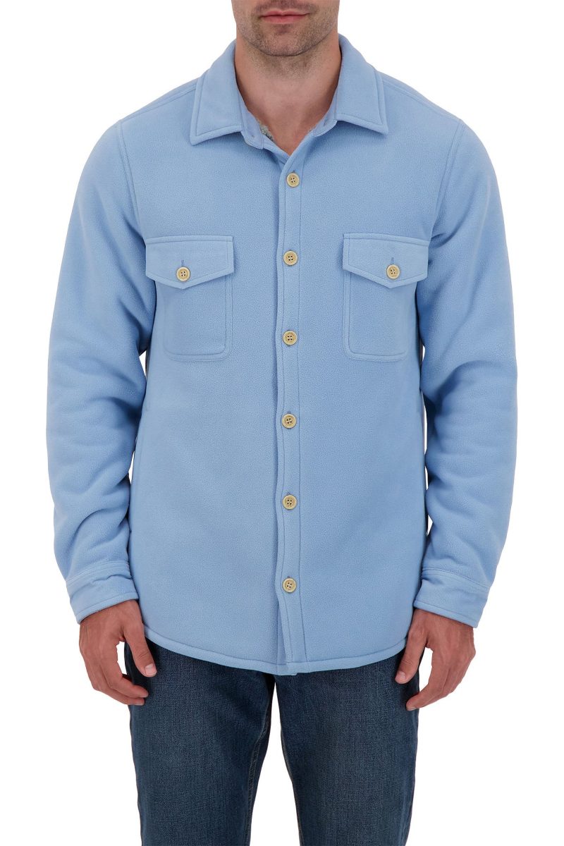 HH Mens Jax Long Sleeve Solid Shirt Jacket Chambray Model