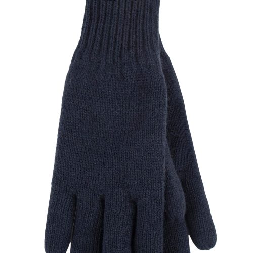 Heat Holders Men's Nevis Flat Knit Thermal Gloves Solid Navy #color_navy