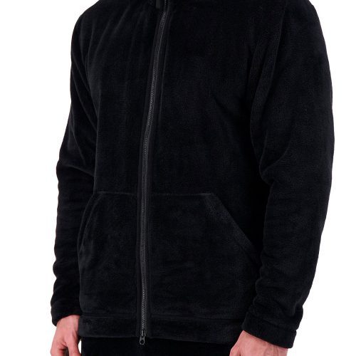 HH Mens Plush Zip Front Jacket Black Front Side