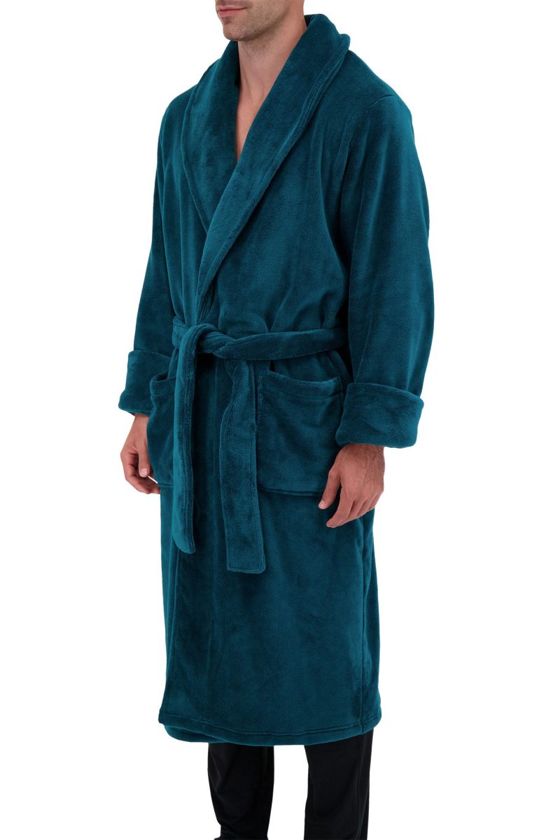 HH Mens Spa Robe Autumn Green Model Front Side