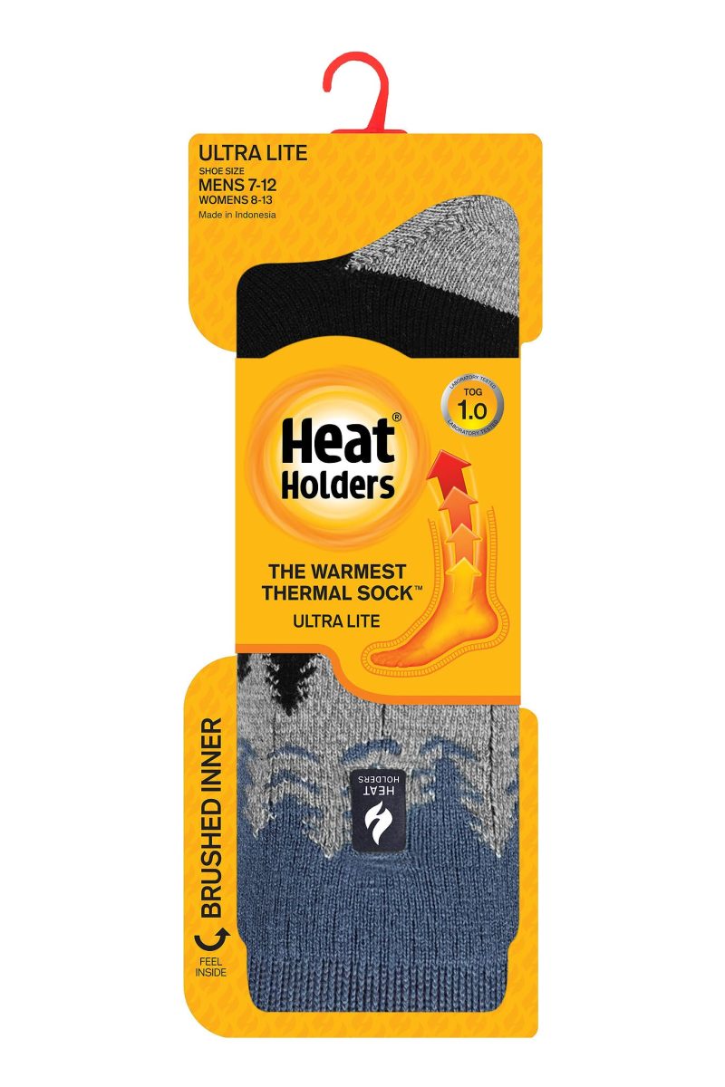 HH Mens Ultra Lite Balsam Trees Novelty Crew Sock Black Pack