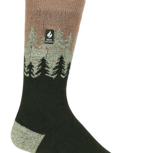 Heat Holders Men's Balsam Ultra Lite Trees Patterned Thermal Crew Socks Green #color_green