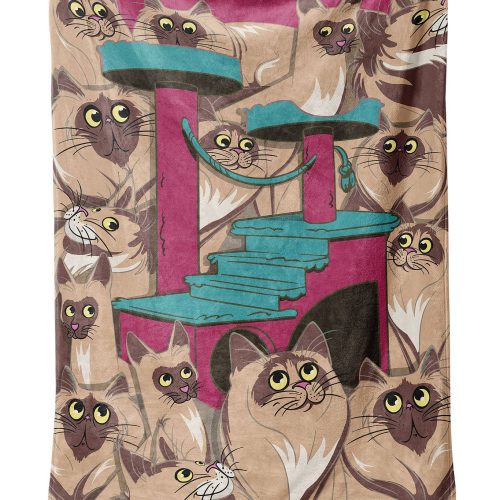 Heat Holders My Precious Cat Print Thermal Blanket Personal Size Cocoa - Open View #color_cocoa