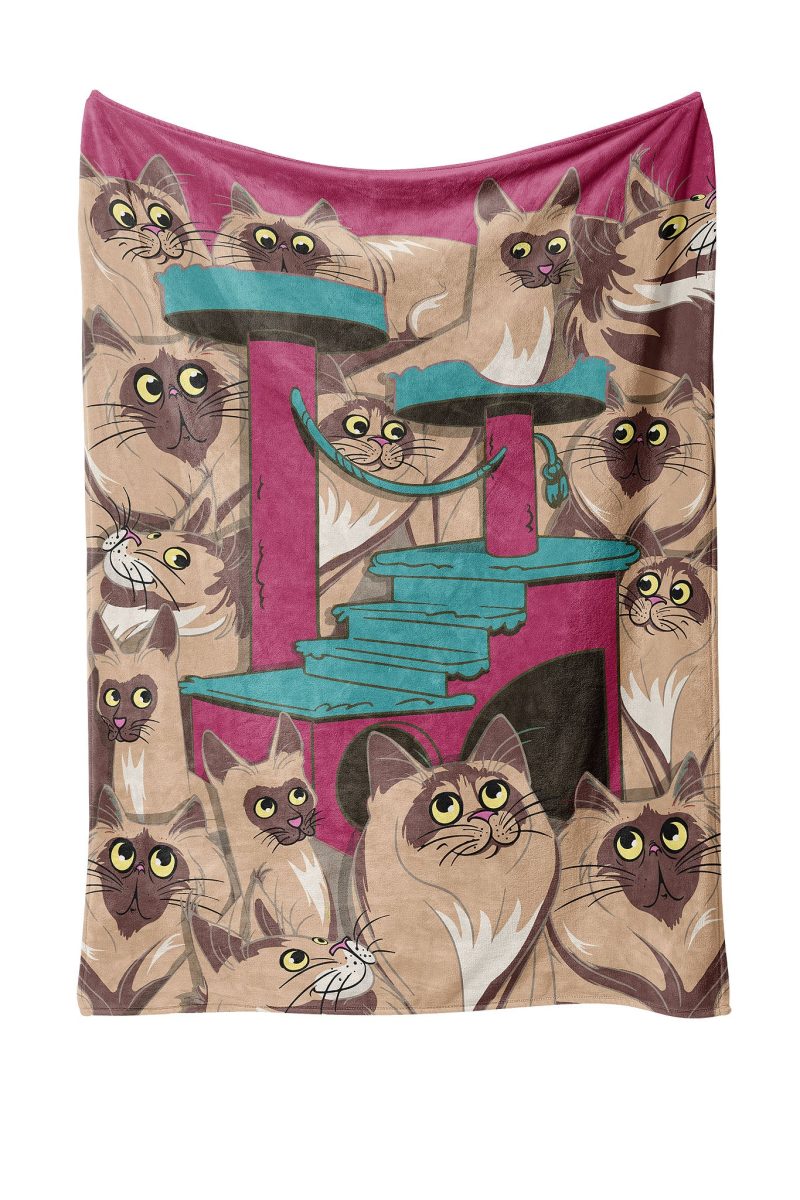 Heat Holders My Precious Cat Print Thermal Blanket Personal Size Cocoa - Open View #color_cocoa