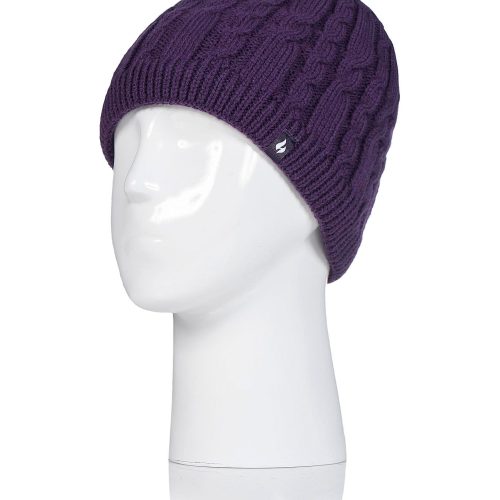 Heat Holders Women's Alesund Cable Knit Thermal Hat Purple #color_purple