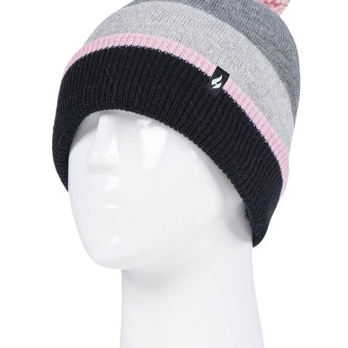 Heat Holders Women's Alps Flat Knit Snowsports Hat Grey/Pink #color_grey/pink