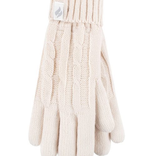 Heat Holders Women's Amelia Cable Knit Thermal Gloves Buttercream #color_buttercream