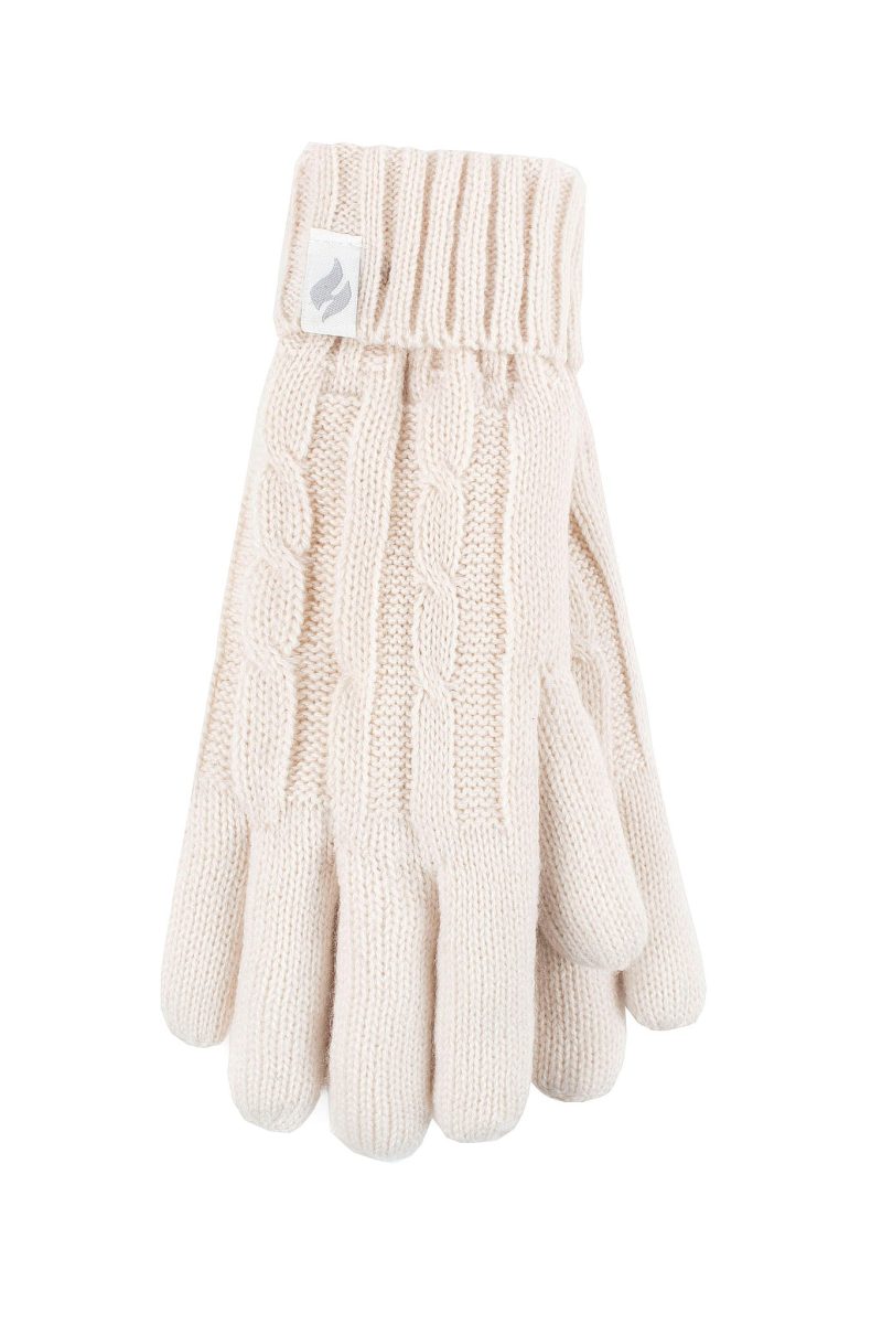 Heat Holders Women's Amelia Cable Knit Thermal Gloves Buttercream #color_buttercream