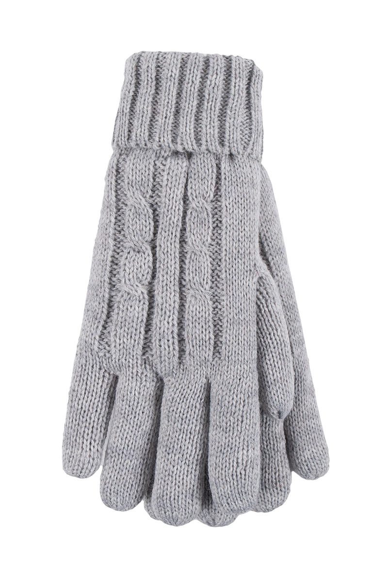 Heat Holders Women's Amelia Cable Knit Thermal Gloves Cloud Grey #color_cloud grey