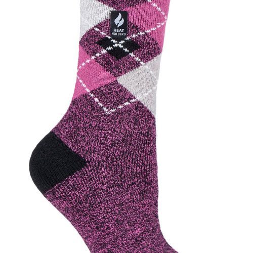 Heat Holders Women's Azelia Argyle Thermal Crew Sock Black/Pink #color_black/pink