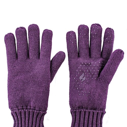 HH Wmns Beth Flat Knit Solid Silicone Grip Gloves Purple Pair