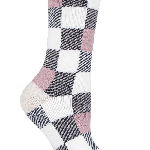 Heat Holders Women's Britney Lite Buffalo Checked Thermal Crew Sock Cream #color_cream