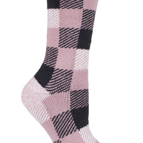 Heat Holders Women's Britney Lite Buffalo Checked Thermal Crew Sock Pink #color_pink