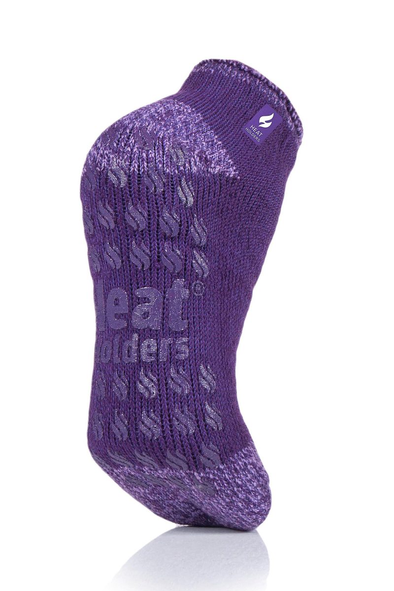 Heat Holders Women's Iris Twist Ankle Thermal Slipper Sock Purple #color_purple