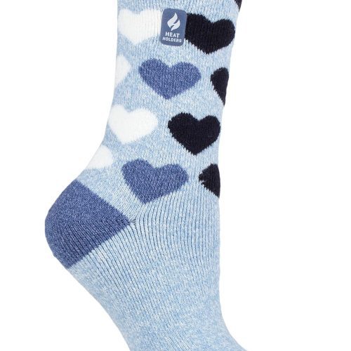 Heat Holders Women's Jennifer Lite Heart Thermal Crew Sock Denim #color_denim