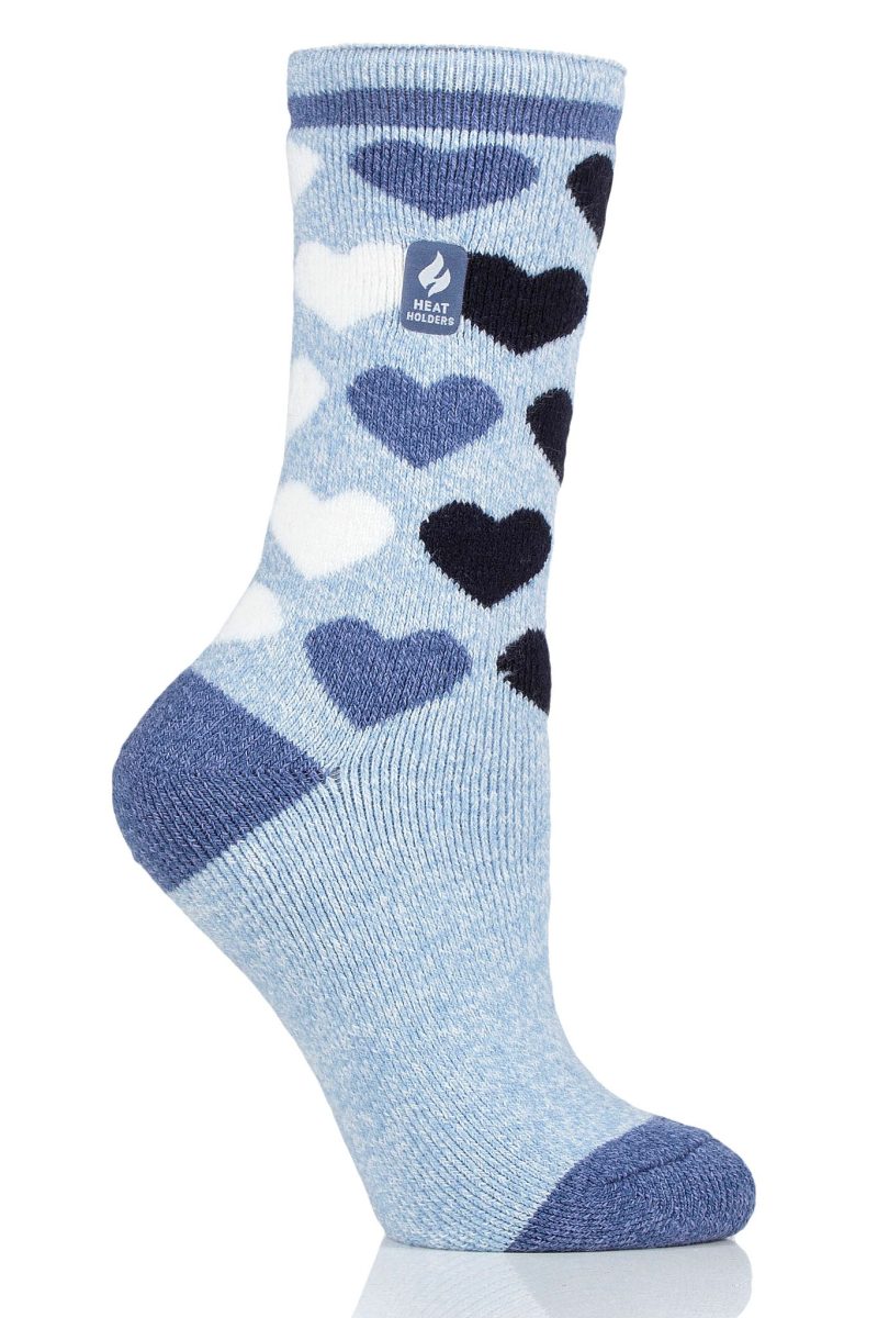 Heat Holders Women's Jennifer Lite Heart Thermal Crew Sock Denim #color_denim