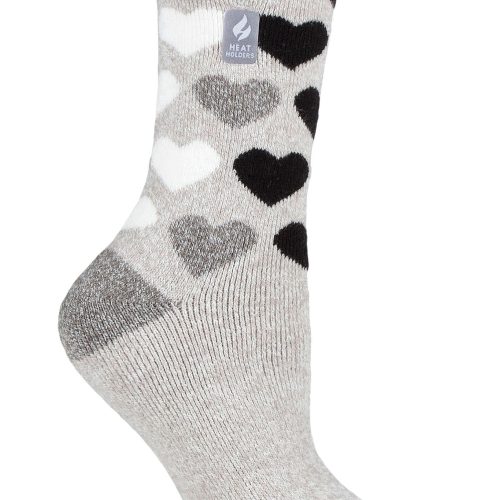 Heat Holders Women's Jennifer Lite Heart Thermal Crew Sock Light Grey #color_light grey