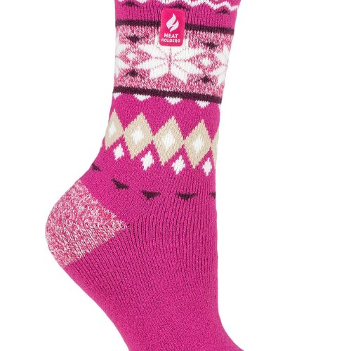 Heat Holders Women's Melissa Lite Fairisle Thermal Crew Sock Raspberry/Cream #color_raspberry/cream