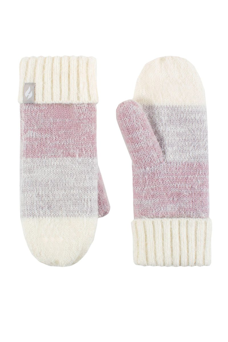 Heat Holders Women's Sloane Flat-Knit Thermal Mittens Pink #color_pink