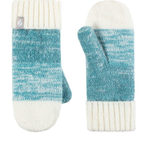 Heat Holders Women's Sloane Flat-Knit Thermal Mittens Teal #color_teal