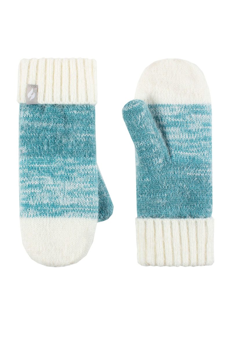 Heat Holders Women's Sloane Flat-Knit Thermal Mittens Teal #color_teal