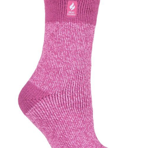 Heat Holders Womens Snowdrop Block Twist Crew Pink/Light Pink #color_pink/light pink