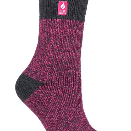 Heat Holders Womens Snowdrop Block Twist Crew Raspberry/Charcoal #color_raspberry/charcoal