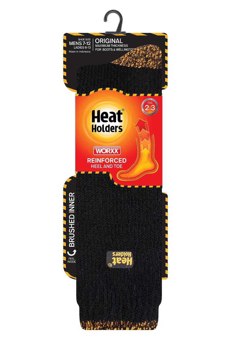 HHW Mens Bruce Original Solid Long Sock Black Yellow Pack