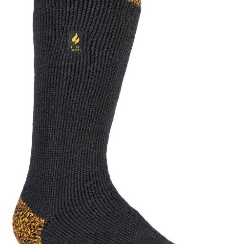 Heat Holders Worxx Men's Hank Lite Contrast Thermal Sock Charcoal/Yellow #color_charcoal/yellow